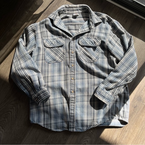 Vintage Carhartt Blue Plaid Shirt, size L, good condition - Picture 1 of 6